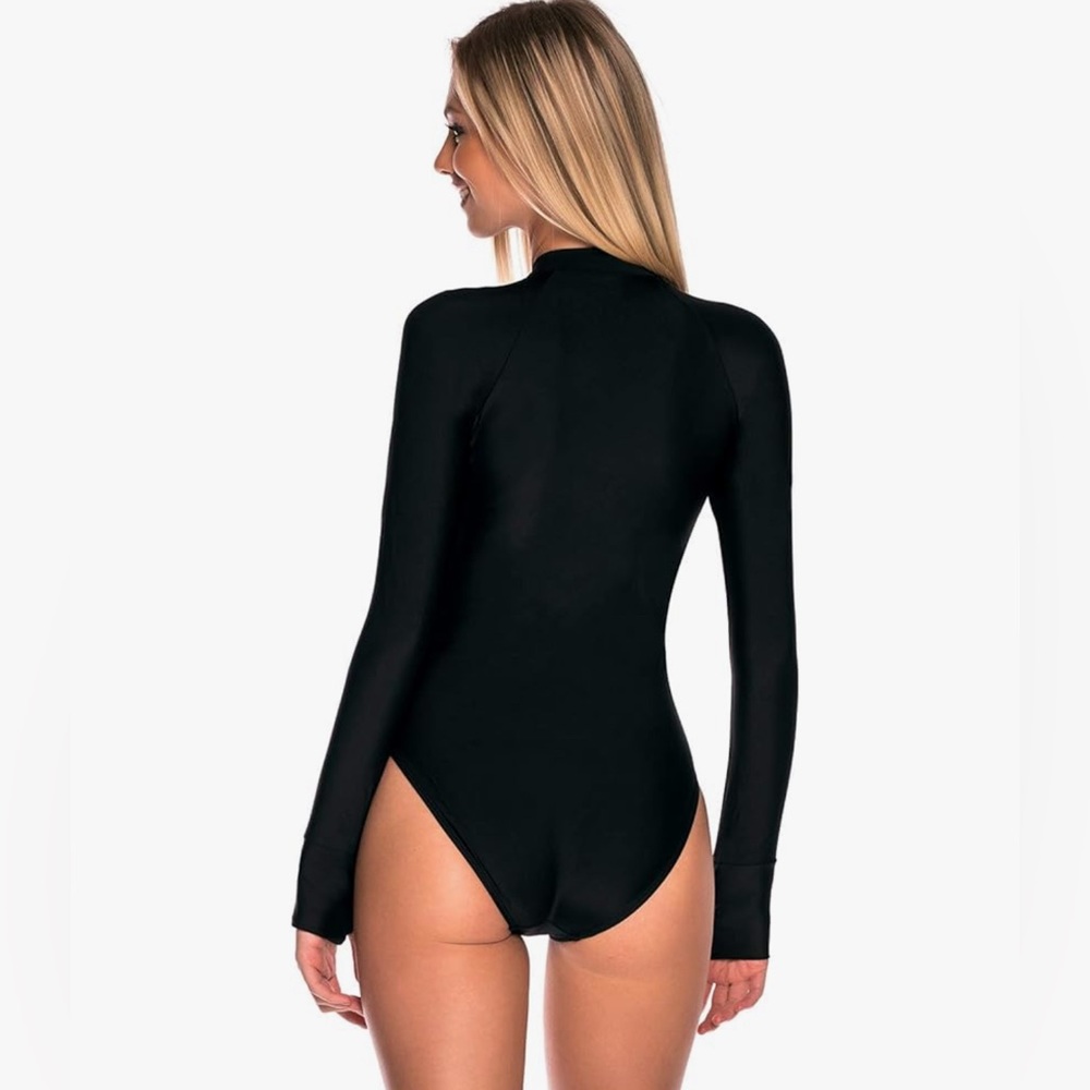 NWT - RELLECIGA Women's One Piece Swimsuits Long Sleeve Rash Guard UV Protection - Picture 2 of 7